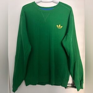 Adidas Women's Green Sweatshirt with Gold Logo